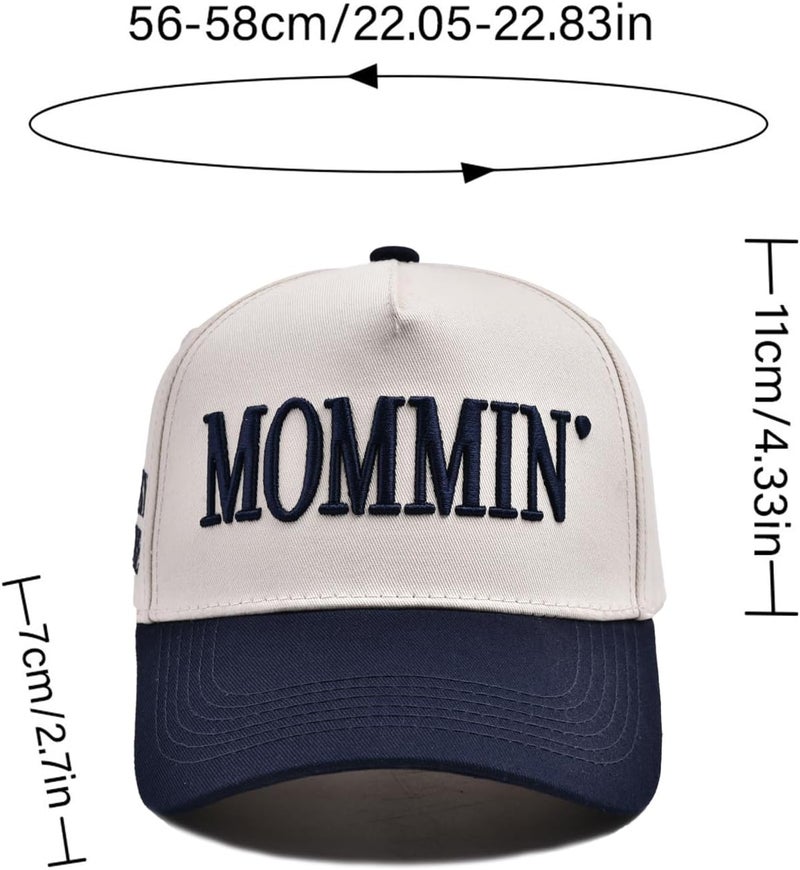 Asadovce Mommin Trucker Hat for Women Embroidered Mom Baseball Cap Adjustable Canvas Vintage Hat for Casual Wear - Image 2